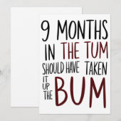 お腹の中で9ヶ月も育てたのにケツの穴も知らないなんて面白すぎる 招待状 (正面/裏面)