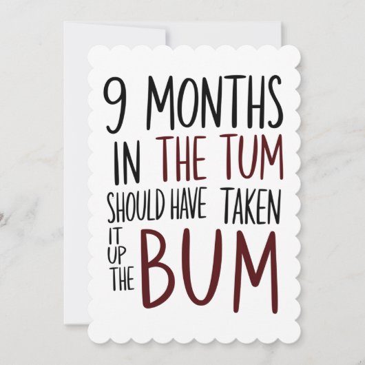 お腹の中9ヶ月でしっかり育ってるはずなのに面白いね 招待状 (正面)