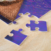 お腹をすかせた女食べ物の子のピザと飲み酒 – おもしろい ジグソーパズル (側面)