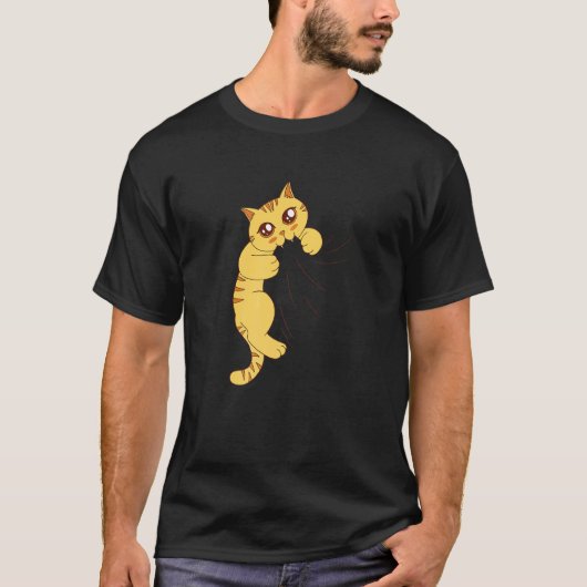 お腹をすかせた猫が食べる Tシャツ (正面)