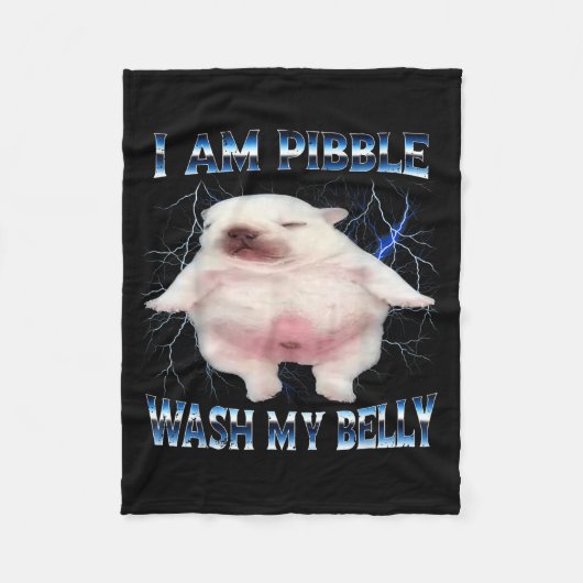 お腹を洗ってくれ Funny Dog お腹を掃除して Meme M フリースブランケット (正面)