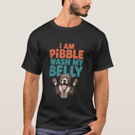 お腹を洗ってピットブル・メメ犬の面白い Tシャツ (正面)