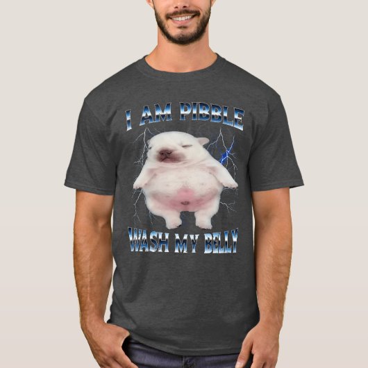 お腹を洗ってピブルくん おもしろい犬 お腹をきれいに Tシャツ (正面)