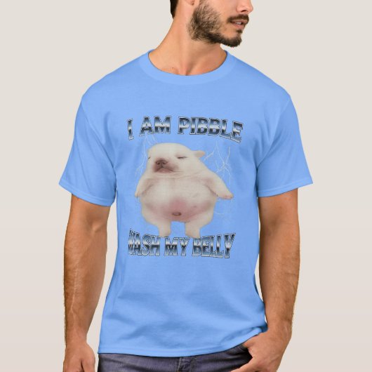お腹を洗ってピブル！腹ペコ犬の面白い「お腹を綺麗にして」 Tシャツ (正面)