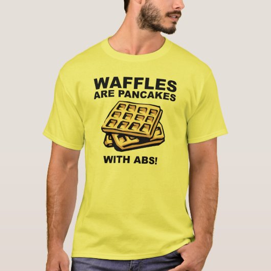 お腹付きワッフルパンケーキ 冗談Tシャツ Tシャツ (正面)