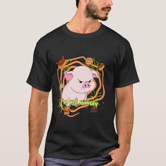 お腹空いてない 不機嫌な子豚 V4 Tシャツ (正面)