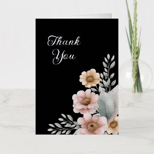お花ありがとう 箔グリーティングカード (正面)