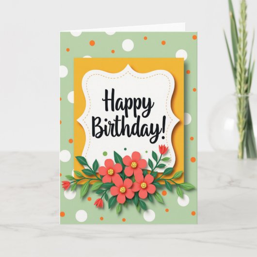お花が咲くお誕生日お祝いカード カード (正面)