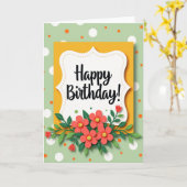 お花が咲くお誕生日お祝いカード カード (黄色い花)
