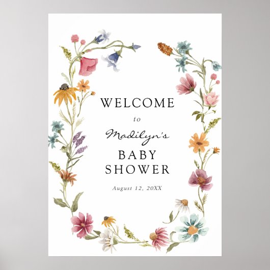 お花でいっぱいのベイビーシャワーのご案内 ポスター (正面)