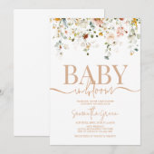 お花でいっぱいのベイビー 赤ちゃんのお披露目パーティー招待状 招待状 (正面/裏面)