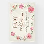 お花でいっぱいの花の女の子 ベビーシャワー カスタム 横断幕 (縦)