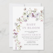 お花でいっぱいの赤ちゃん ブルーム ワイルドフラワーガーデン ベビーシャワー 招待状 (正面)
