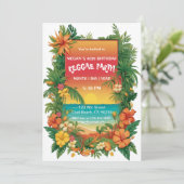 お花とトロピカルなレゲエパーティー カスタマイズ可能 招待状 (スタンド正面)
