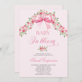 お花とリボンのベビーシャワー 女の子 招待状 (正面/裏面)