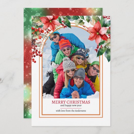 お花と緑のオリジナル写真を飾る シーズンカード (正面/裏面)