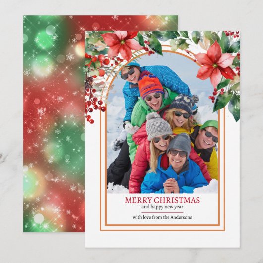 お花と緑のオリジナル写真カードを作成 シーズンカード (正面/裏面)