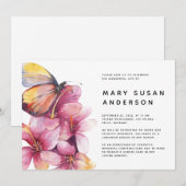 お花と蝶のお別れ会 生前の思い出を祝おう 招待状 (正面/裏面)