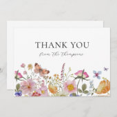 お花と蝶の感謝シャワーをありがとう サンキューカード (正面/裏面)