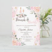 お花と雪の結晶のブランチ&バブル ブライズシャワー 招待状 (スタンド正面)