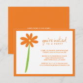 お花のウェルカムパーティー招待状(オレンジ) 招待状 (正面/裏面)