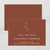 お花のエレガントなテラコッタ インテリア 独立系 セーブ 日 結婚式 招待状 (正面/裏面)