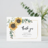 お花のサンフラワーユーカリグリーン ブライダルシャワー サンキューカード (スタンド正面)