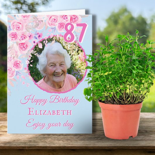お花のデザインが華やかな87歳の誕生日カード カード