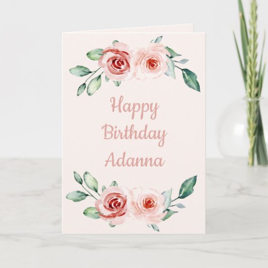 お花のデザインの誕生日おめでとう 私の愛 カード (正面)