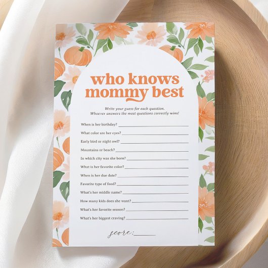 お花のハロウィン ベイビーシャワー ママのことを一番知ってるのは誰？ 招待状