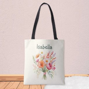 お花のブーケ おしゃれな花柄のオリジナルデザイン トートバッグ