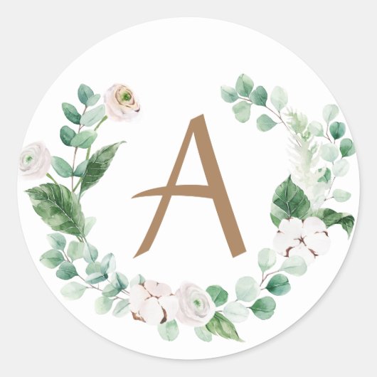 お花のリース 春の芍薬 リース　名入れ可能 ラウンドシール (正面)