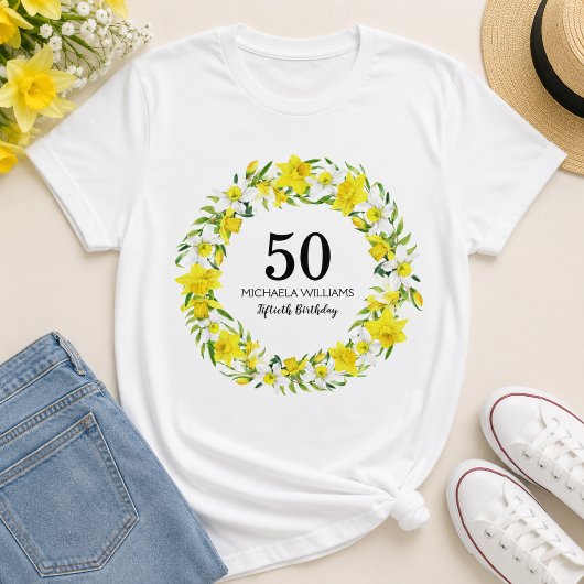 お花の名入れ50歳の誕生日 Tシャツ