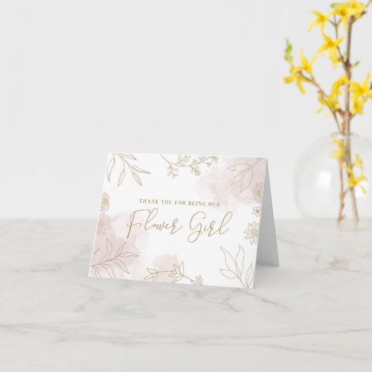 お花の女の子のカードをありがとう結婚。 カード (黄色い花)