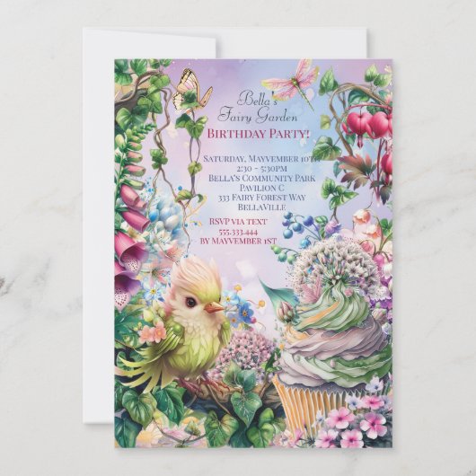 お花の妖精の国パーティー招待状 招待状 (裏面)