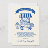 お花の市場から飛び出してきたような、ウェディングシャワーのためのラフな花のスケッチ サンキューカード (正面)