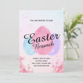 お花の庭の卵 イースターの朝食 カラフル 招待状 (スタンド正面)