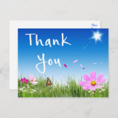 お花の感謝を伝えるデイジー蝶の野の花 ポストカード (正面/裏面)