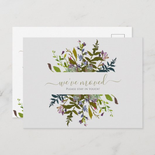 お花の新しい家への引っ越しお知らせスクリプト ポストカード (正面/裏面)