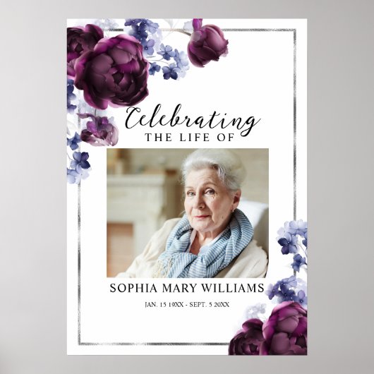 お花の葬儀　人生のお祝いのウェルカムサイン ポスター (正面)