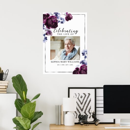 お花の葬儀　人生のお祝いのウェルカムサイン ポスター (ホームオフィス)