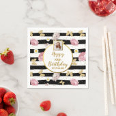 お花の蝶々 誕生日カスタム写真 スタンダードカクテルナプキン (インサイチュ)