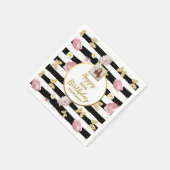 お花の蝶々 誕生日カスタム写真 スタンダードカクテルナプキン (角)