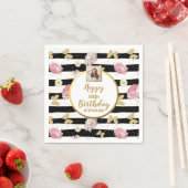 お花の蝶々 誕生日 カスタム写真 スタンダードカクテルナプキン (インサイチュ)