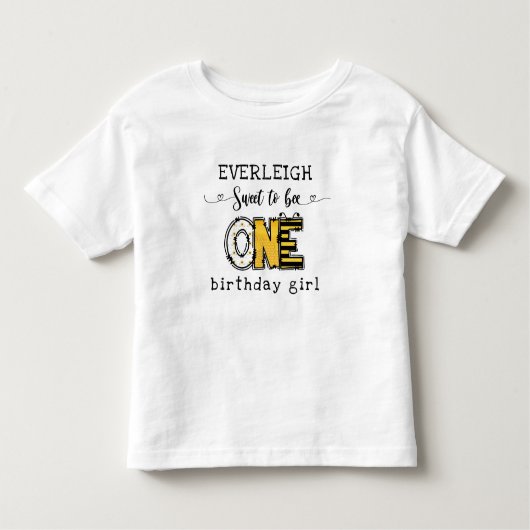 お花の1歳の誕生日、とってもスイート トドラーTシャツ (正面)