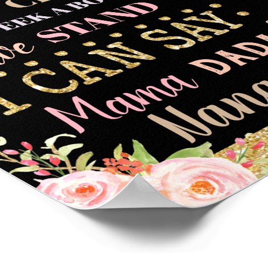 お花の1歳誕生日マイルストーン 誕生統計看板 ポスター (角)