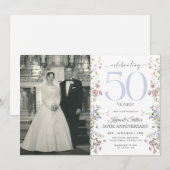 お花の50周年招待状（写真付き） 招待状 (正面/裏面)