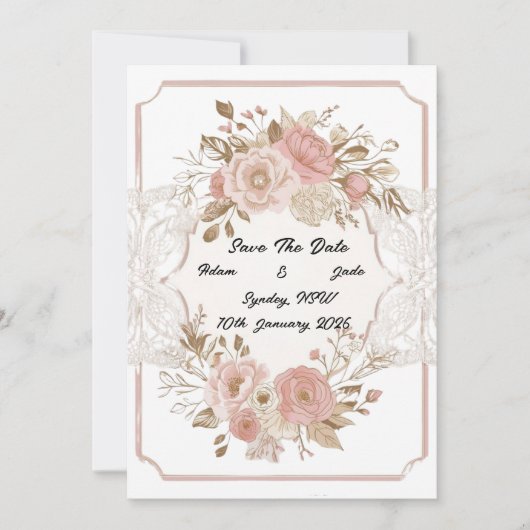 お花の「保存日」 招待状 (正面)