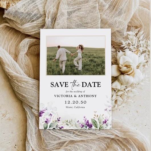 お花のSave The Date フォトフラットカード セーブザデート