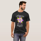 お花は人を幸せにする かわいい手描きの庭 Tシャツ (正面フル)